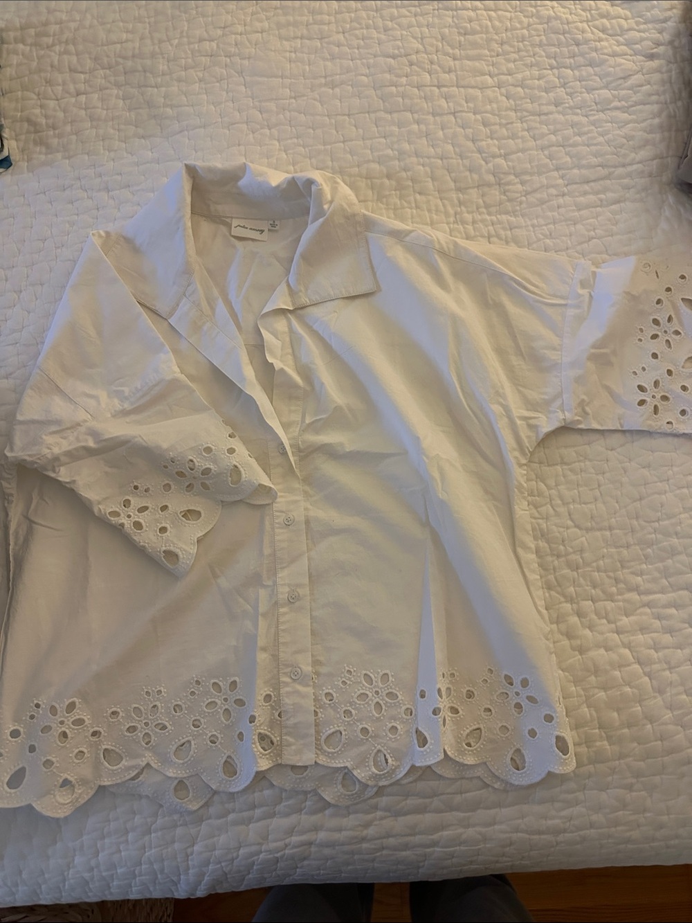 Julia Amory Eyelet White Button-Up Top